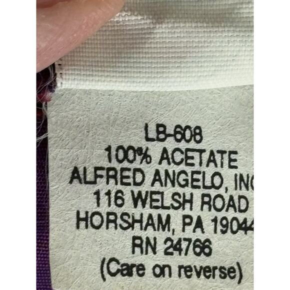 Vintage 80s Alfred Angelo Midi Dress Puff Slv Iridescent Purple Taffeta Prom S - Picture 12 of 12